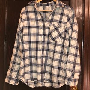 Rip Curl Navy and White Plaid Flannel